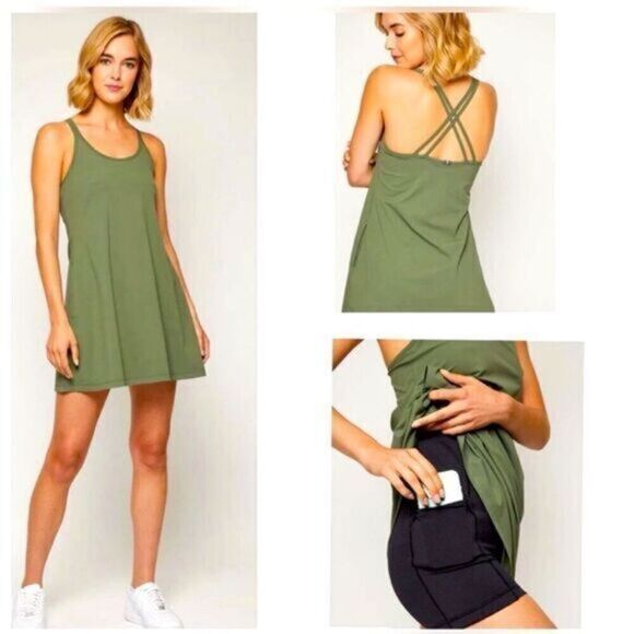 NWT FourLaps Women’s Vitality Dress w/Shorts Green Pickleball Tennis - Large - Picture 1 of 8